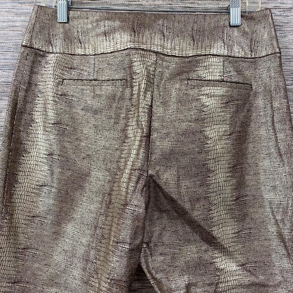 Alfani Gold Metallic Animal Print Pull-On Pants Size 6 Shiny Party Trousers ✨⭐ - Picture 4 of 7